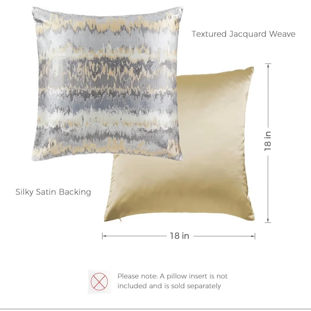 NEW Modern Gold Ombre Jacquard Throw Pillow Cover 18x18” Metallic Accent